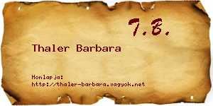 Thaler Barbara névjegykártya